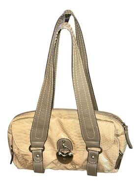 Y2K New York & Company Beige Heart-Lock Shoulder Bag with Taupe Straps